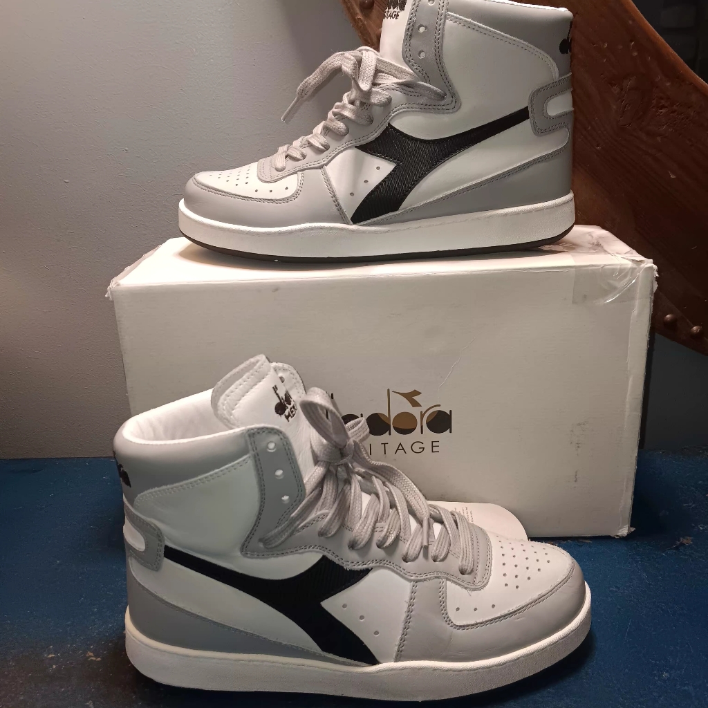 Diadora High-Top Sneakers In Gray And Black